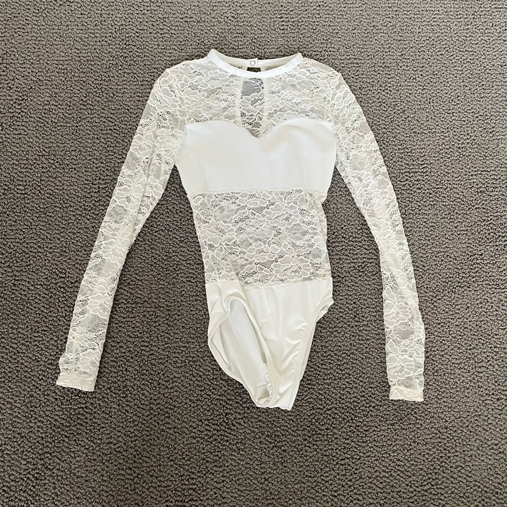 white lace ballet leotard